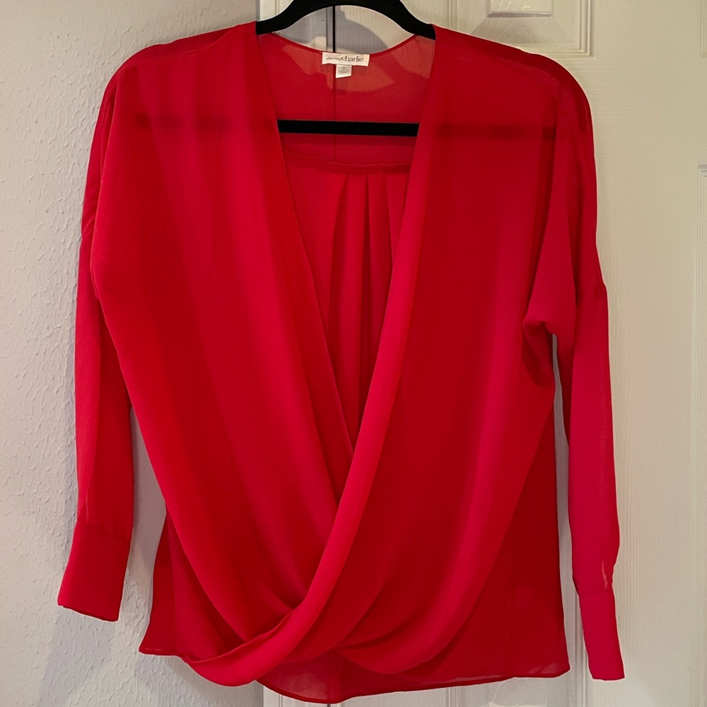 Cross front, relaxed fit sheer blouse